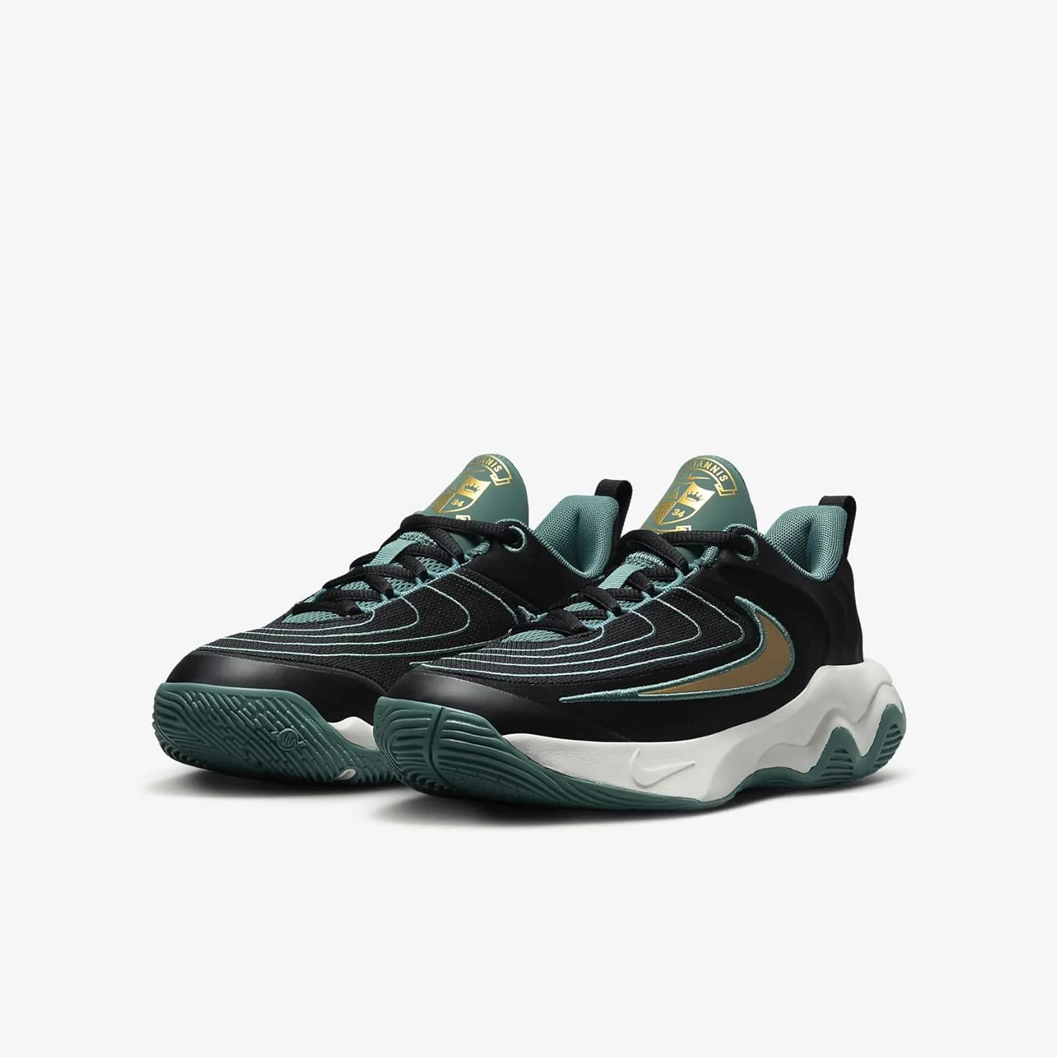 Nike Giannis Immortality 4 Big Kids' Basketball Shoes (HV9127-001, Black/Bicoastal/Pale Ivory/Metallic Gold)