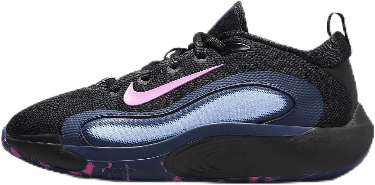 Nike IsoFly Big Kids' Basketball Shoes (FN4384-003, Black/Midnight Navy/Aluminum/Playful Pink) Size 1