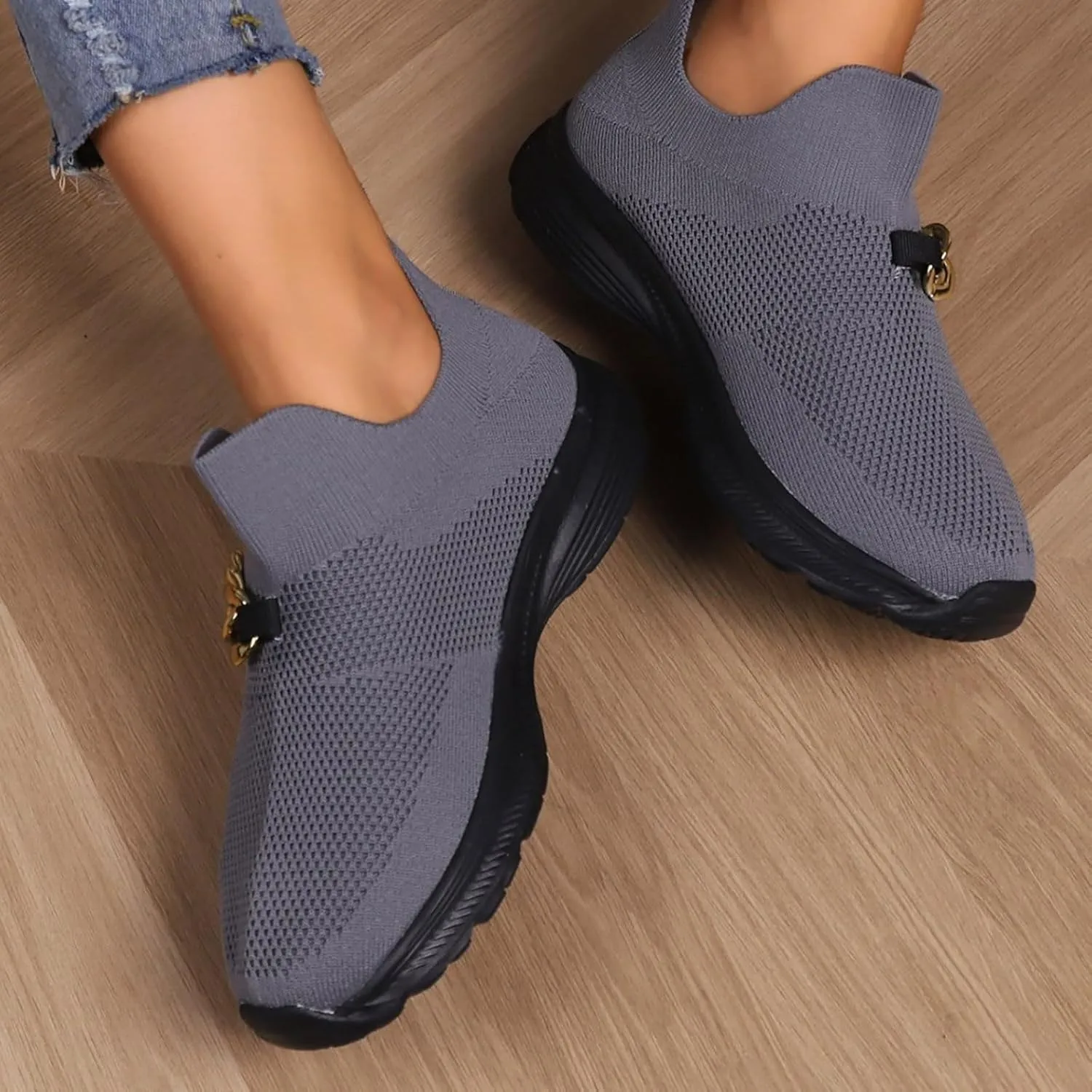 Non Slip Work Shoes Women Comfort Slip On Shoes Casual Chunky Sneakers Women's Walking Arch Support Non Slip Work Slip On Tennis Shoe Loafers Dress Shoe