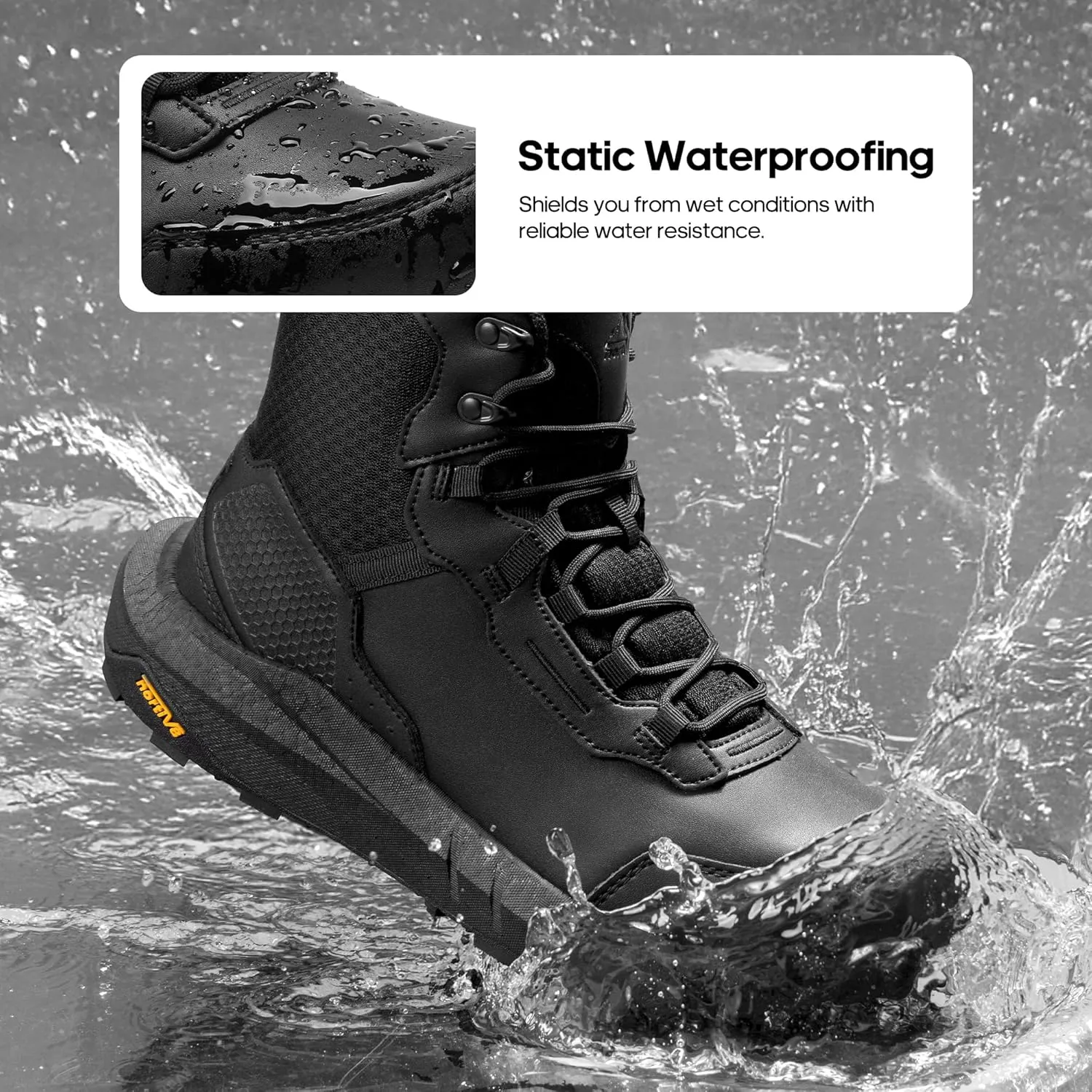 NORTIV 8 Men's Waterproof Tactical Work Boots Cushion Sole Lightweight Leather Combat Boots with Arch Support Non-Slip Military Motorcycle Hiking Boots HydroRange
