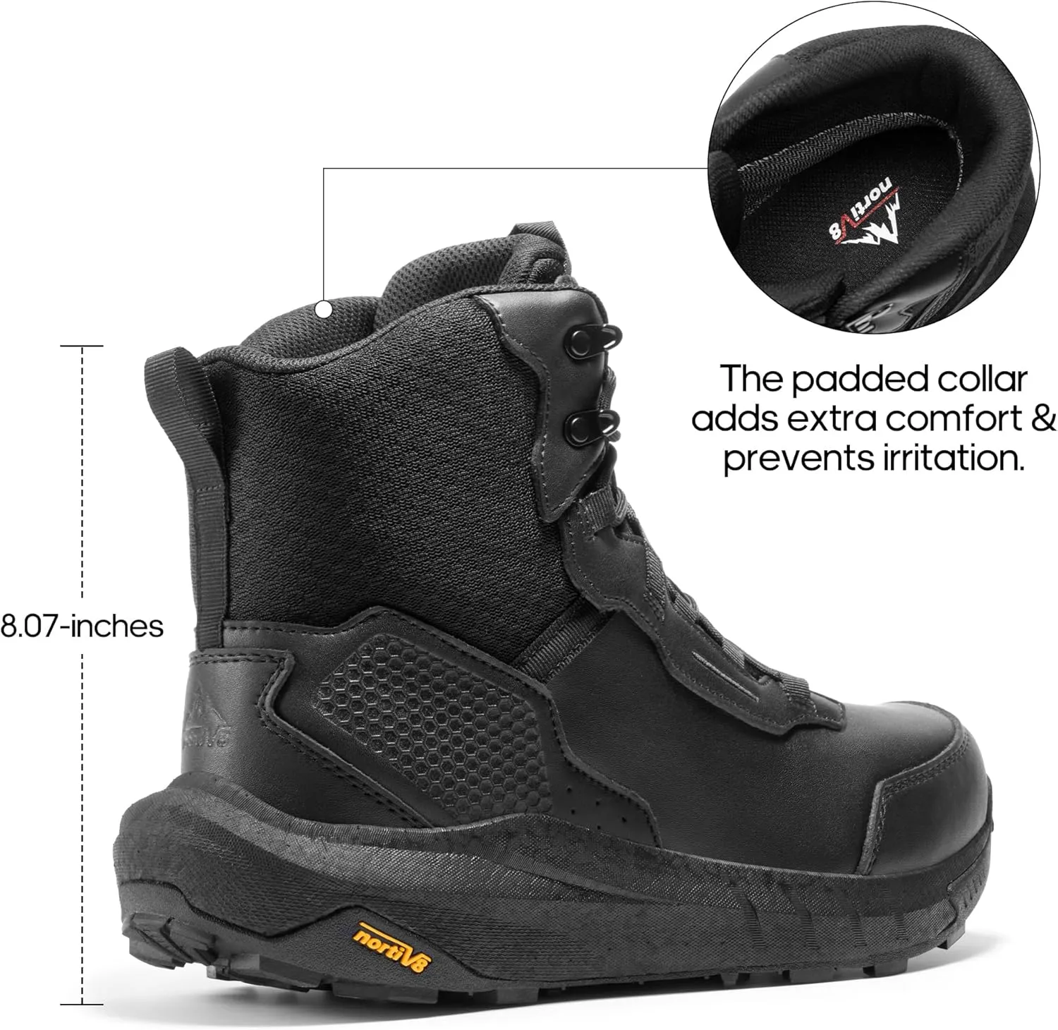 NORTIV 8 Men's Waterproof Tactical Work Boots Cushion Sole Lightweight Leather Combat Boots with Arch Support Non-Slip Military Motorcycle Hiking Boots HydroRange