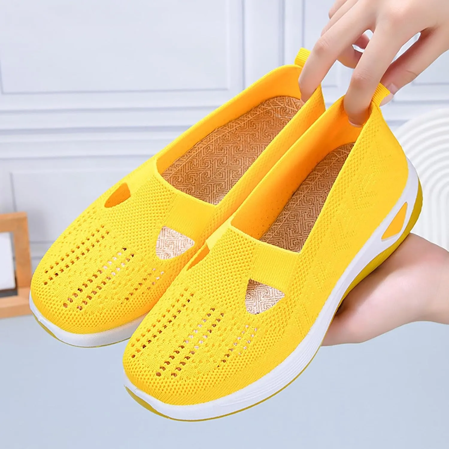 Orthopedic Shoes for Women Breathable Soft Slip On Slip On Shoes Women Mesh Casual Tennis Shoes Platform Sneakers Red Tennis Shoe Trainers Shoe