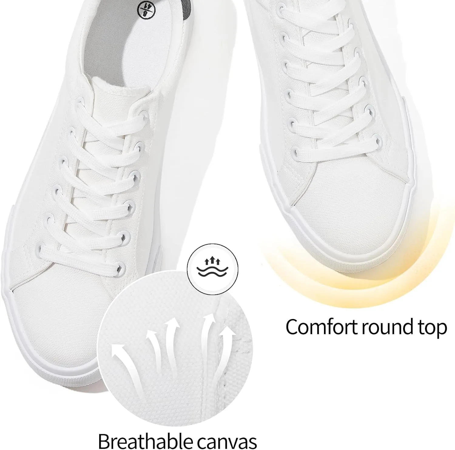 Rominz Mens White Canvas Shoes Fashion Low Top Canvas Sneakers Casual Tennis Shoes Lace-Up Walking Shoes for Men