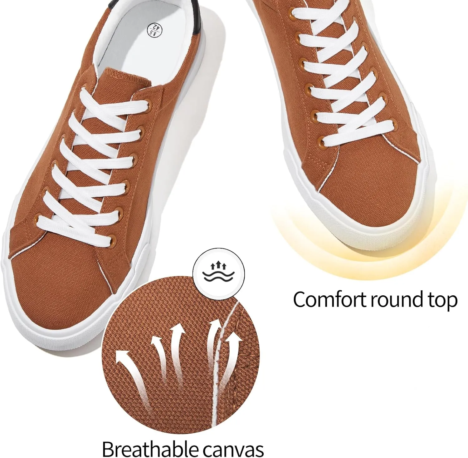 Rominz Mens White Canvas Shoes Fashion Low Top Canvas Sneakers Casual Tennis Shoes Lace-Up Walking Shoes for Men