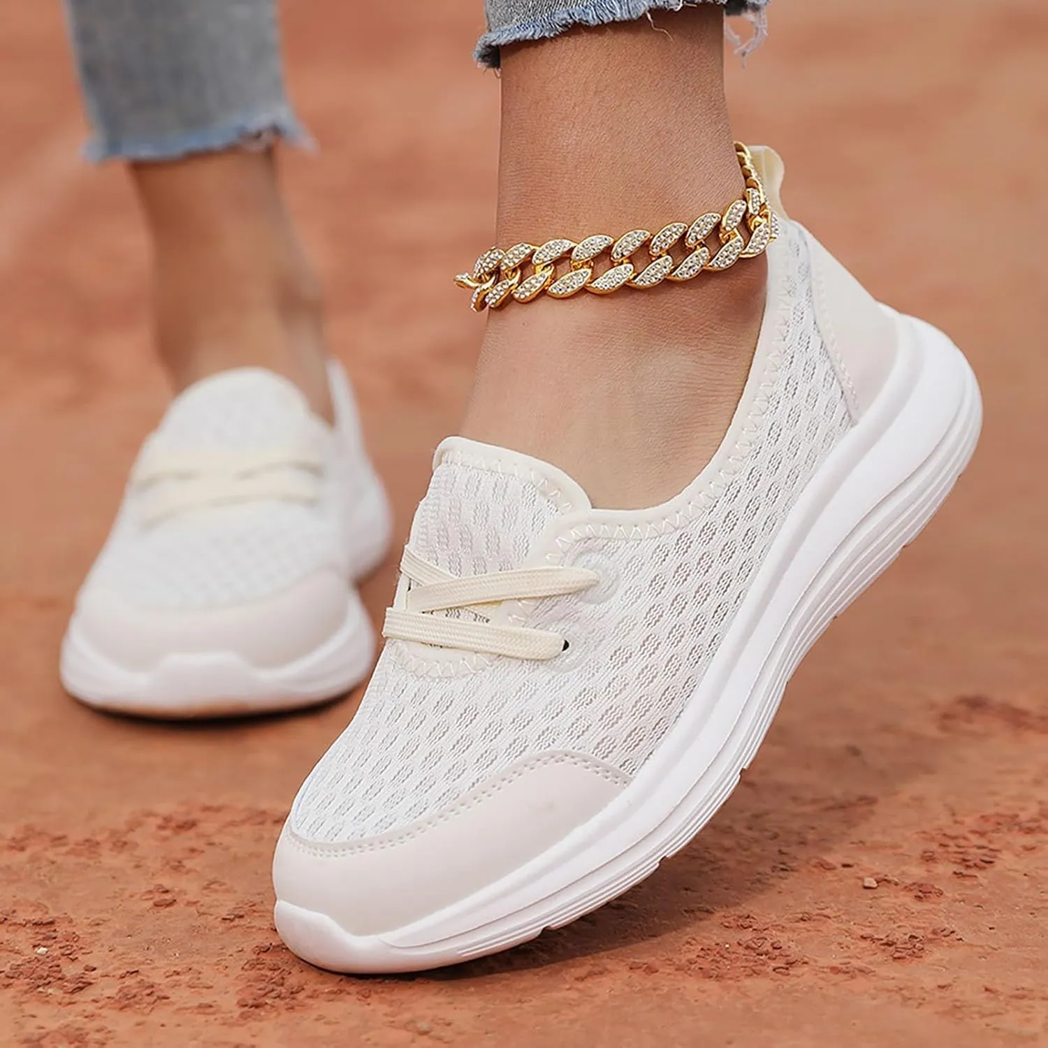 Running Shoes for Women Walking Ladies Shoes Casual Women's Fashion Sneakers Men's Athletic Sneakers Lightweight Breathable Tennis Shoe White Loafers