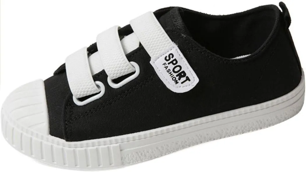 SATUKI Canvas Shoes for Women,Hook and Loop Casual Comfort Flat Fashion Sneakers
