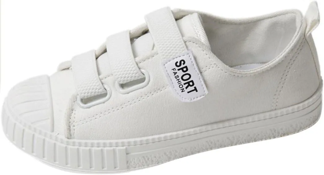 SATUKI Canvas Shoes for Women,Hook and Loop Casual Comfort Flat Fashion Sneakers