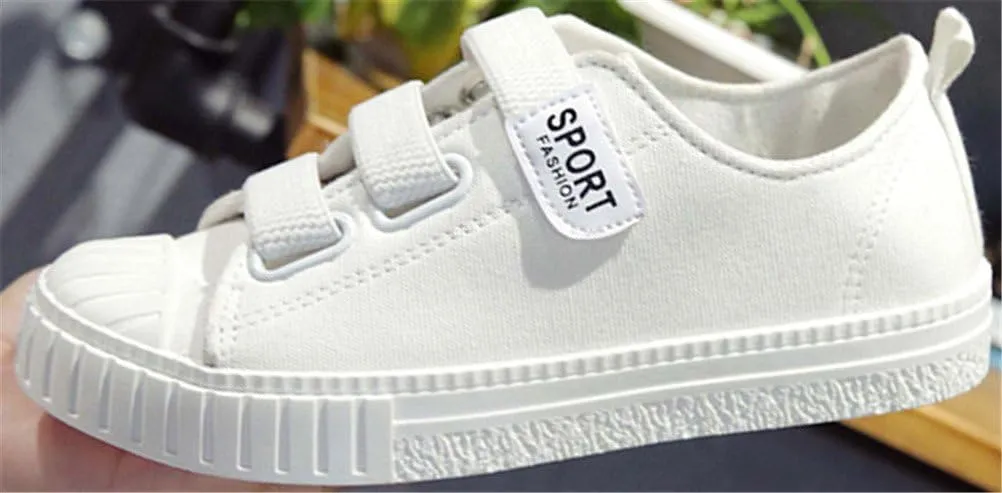 SATUKI Canvas Shoes for Women,Hook and Loop Casual Comfort Flat Fashion Sneakers