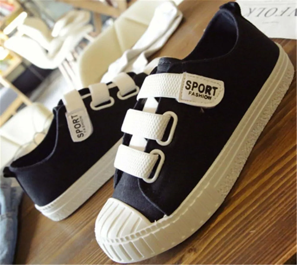 SATUKI Canvas Shoes for Women,Hook and Loop Casual Comfort Flat Fashion Sneakers