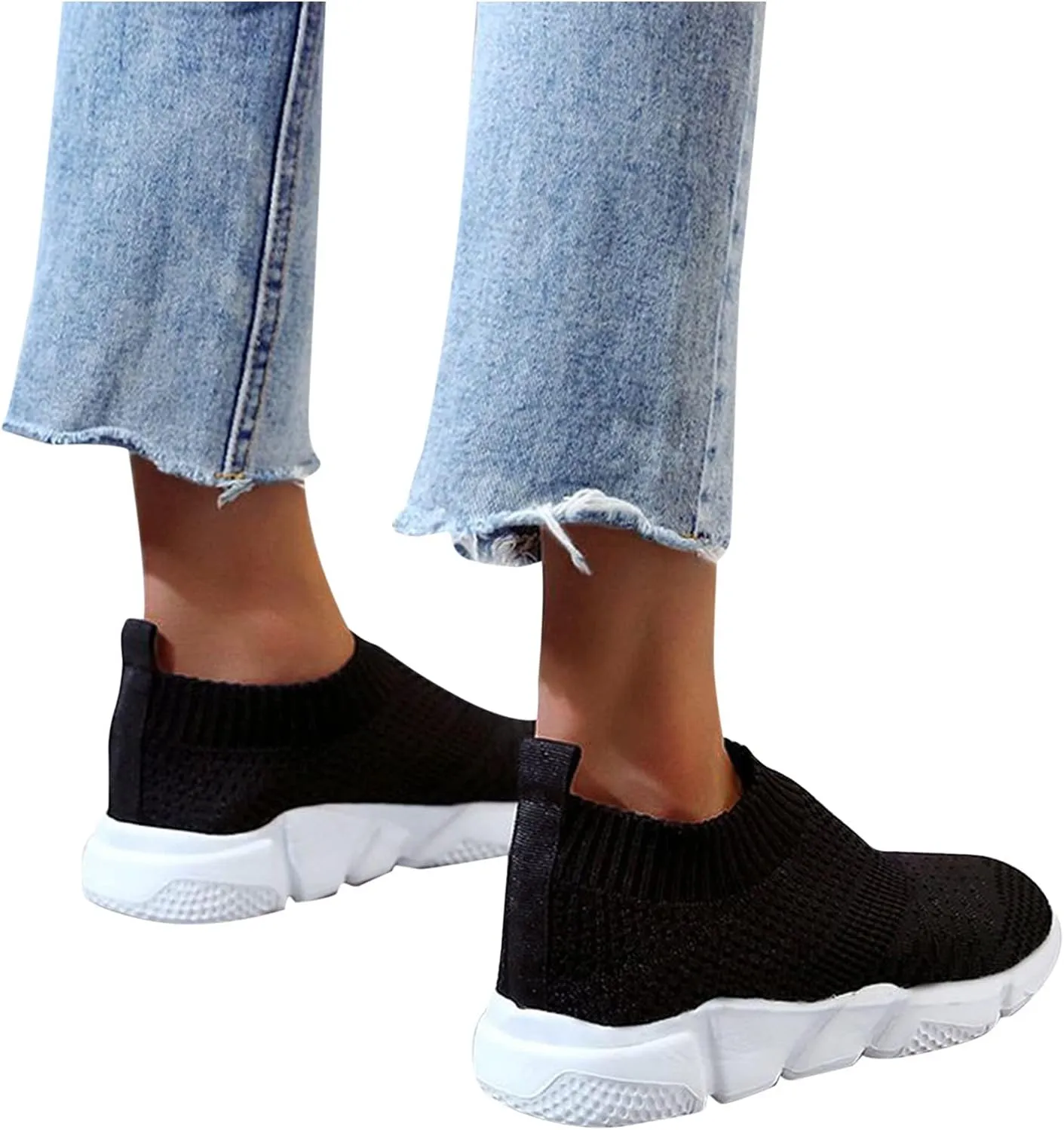 SBGMoSJ Sneakers for Women Walking Mule Shoes for Women Slip On Heels Womens Shoes Hiking Womens Slip On Sneakers Black Grey Womens Non Slip Black Work Shoes Wide Width