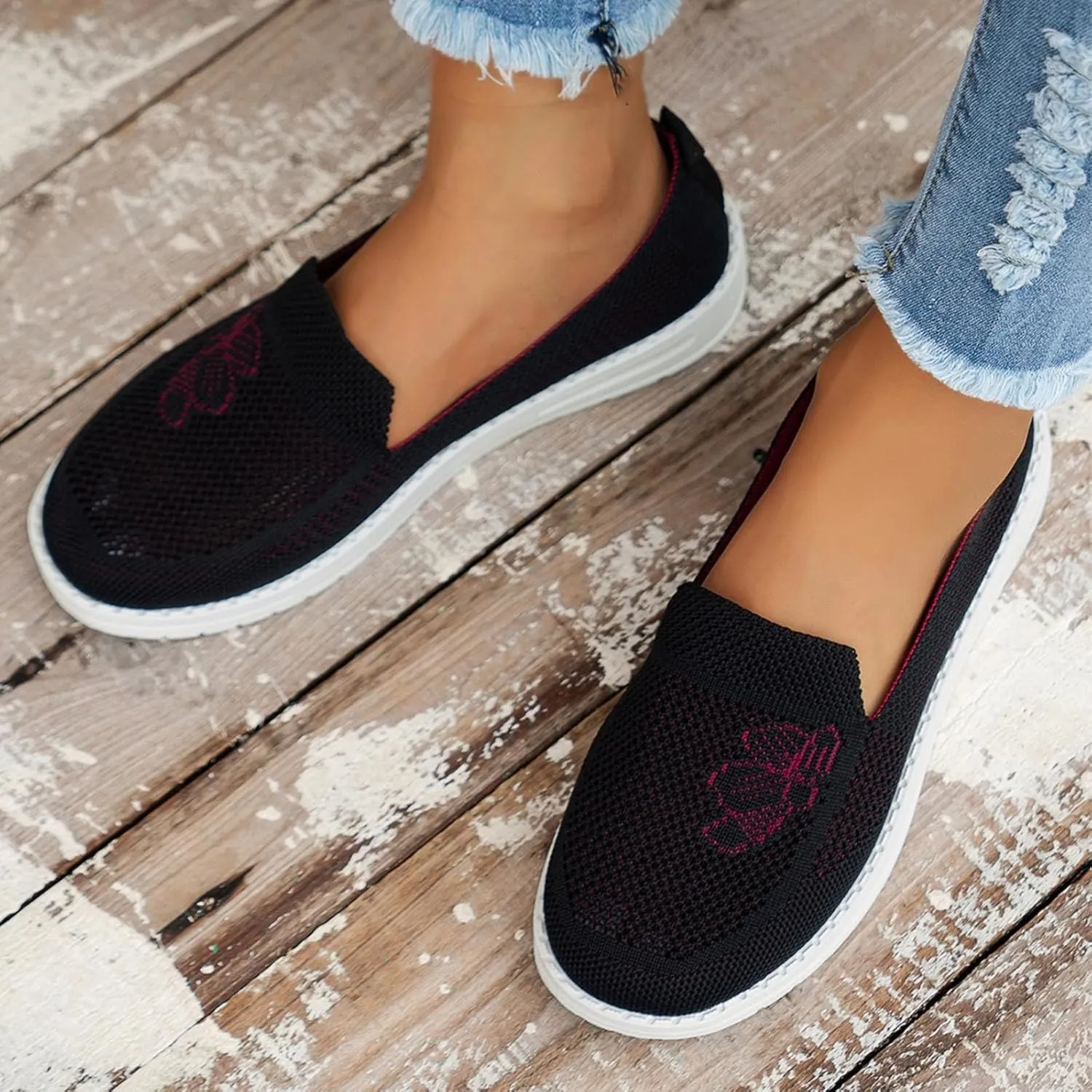 SBGMoSJ Womens White Fashion Sneakers Platform Extra Wide Slip On Sneakers for Women Casual Fall Shoes for Women 2023 Trendy 8.5 Wide Womens Running Sneakers Women's Slip On Shoes Size 7 Wide