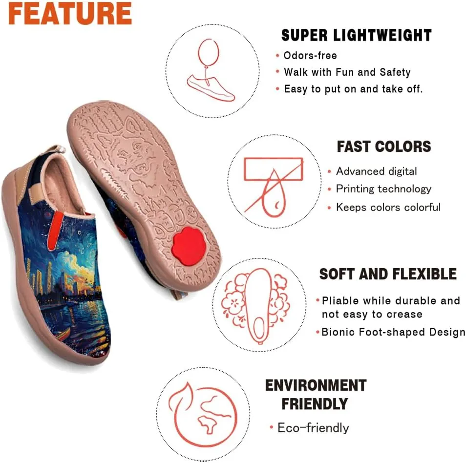 Slip On Loafers for Women Lightweight Comfort Casual Shoes Art Painted Travel Sneakers