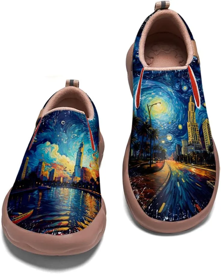 Slip On Loafers for Women Lightweight Comfort Casual Shoes Art Painted Travel Sneakers