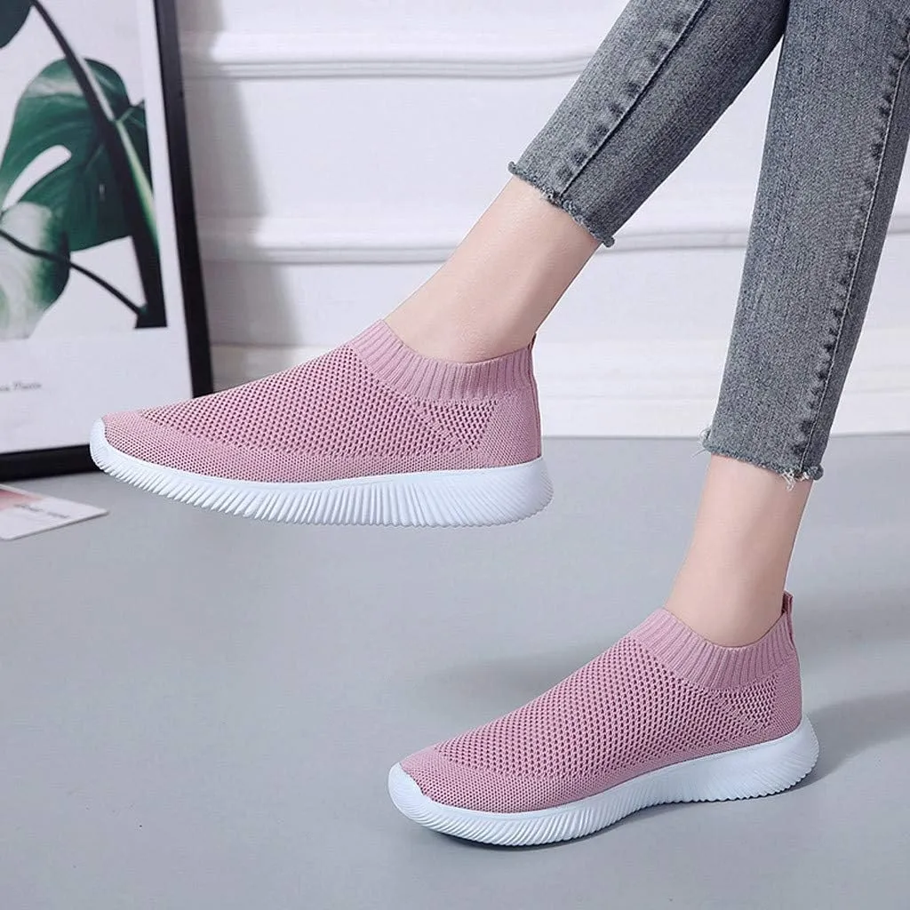 Sneakers for Women Running Shoes Slip On Casual Running Shoes for Women Mesh Breathable Dressy Casual Shoes Platform Sneakers Black Tennis Shoe White Loafers