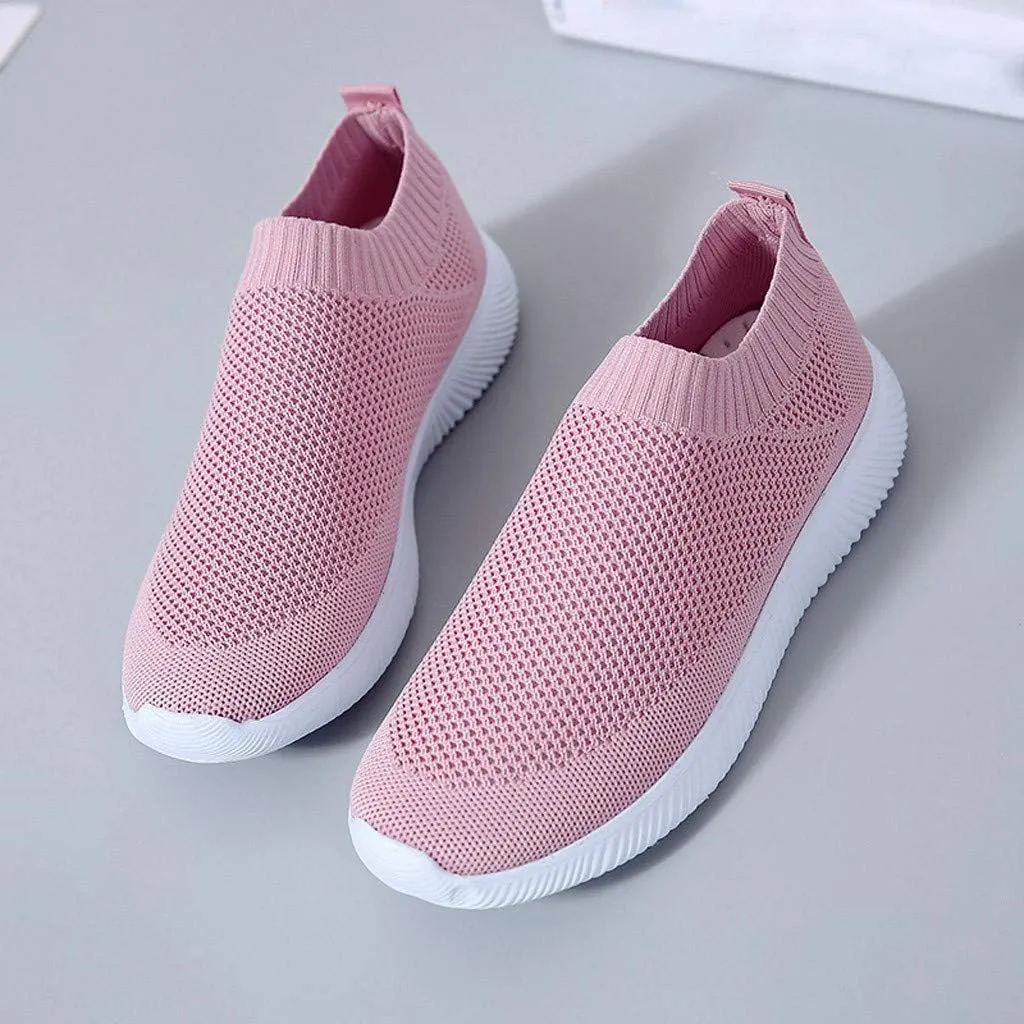 Sneakers for Women Running Shoes Slip On Casual Running Shoes for Women Mesh Breathable Dressy Casual Shoes Platform Sneakers Black Tennis Shoe White Loafers