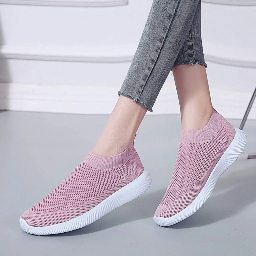 Sneakers for Women Running Shoes Slip On Casual Running Shoes for Women Mesh Breathable Dressy Casual Shoes Platform Sneakers Black Tennis Shoe White Loafers