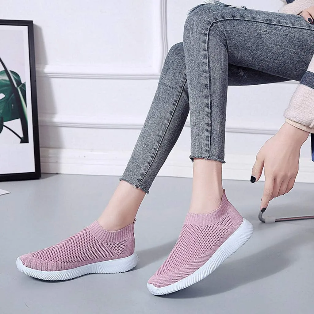 Sneakers for Women Running Shoes Slip On Casual Running Shoes for Women Mesh Breathable Dressy Casual Shoes Platform Sneakers Black Tennis Shoe White Loafers