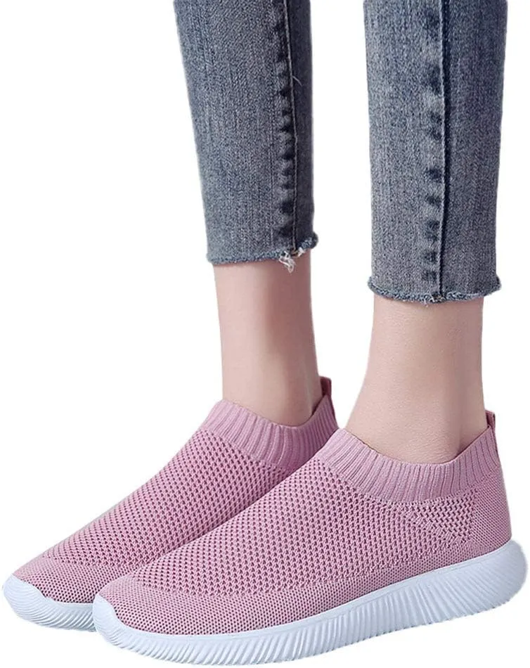 Sneakers for Women Running Shoes Slip On Casual Running Shoes for Women Mesh Breathable Dressy Casual Shoes Platform Sneakers Black Tennis Shoe White Loafers