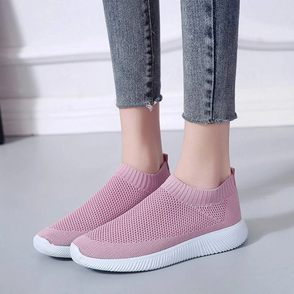 Sneakers for Women Running Shoes Slip On Casual Running Shoes for Women Mesh Breathable Dressy Casual Shoes Platform Sneakers Black Tennis Shoe White Loafers
