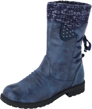Snow Boots for Women Mid Calf Boots Women Vintage Casual Winter Working shoes Non-slip Lightweight Side Zipper Boots