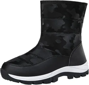 Snow Boots for Women Winter Shoes Water-proof Insulated Mid-Calf Booties Cold Weather Warm Fleece Lined Wide Outdoor Boot Platform Fashion High-Top Sneakers Comfortable Slip On Boots for Women