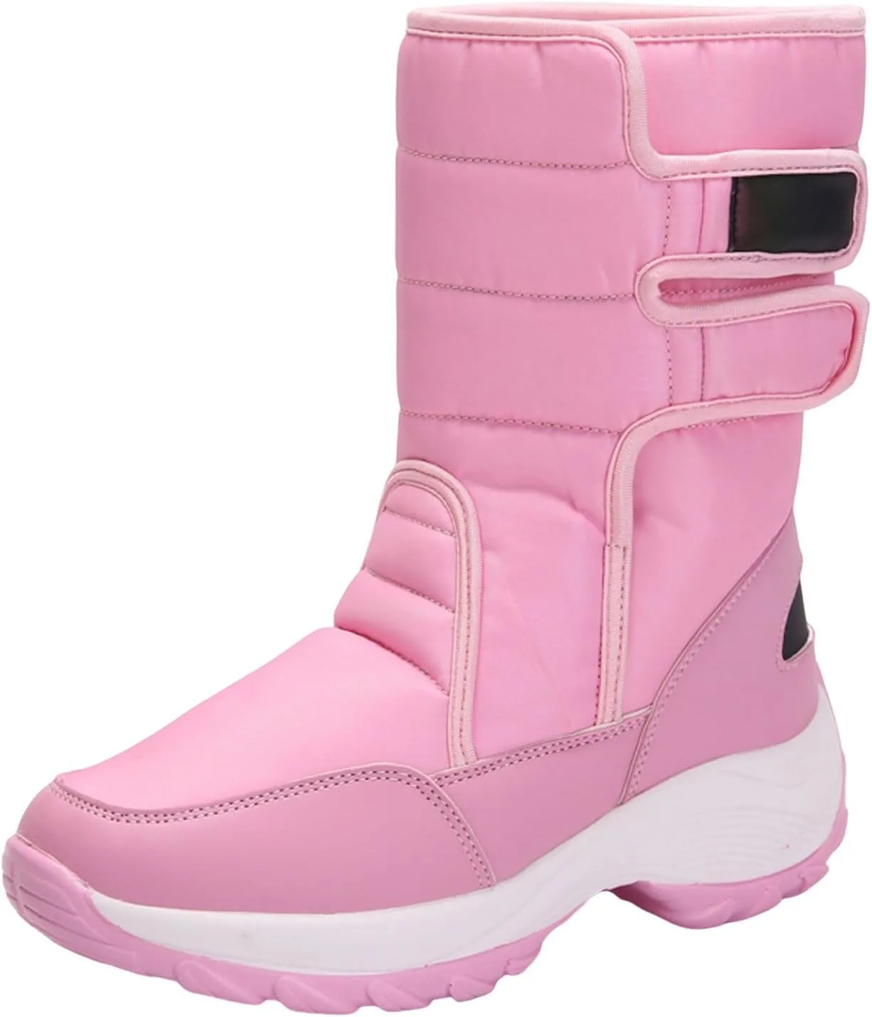 Snow Boots Women Winter Shoes Water-proof Insulated with Hook Loop Warm Fleece Lined Mid Calf Boots Anti Slip Ankle Boots Fashion Sneakers Outdoor Walking Shoes for Women Ladies Girls