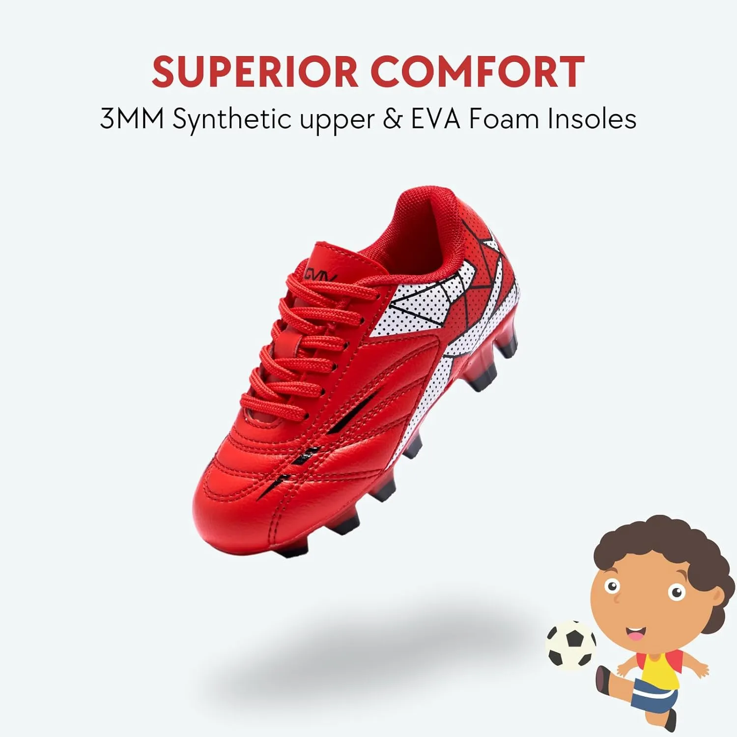 Soccer Cleats for Toddler and Little Kids, FG Lace Up Soccer Shoes, Firm Ground Outsoles for Artificial Turf, 3 Colors