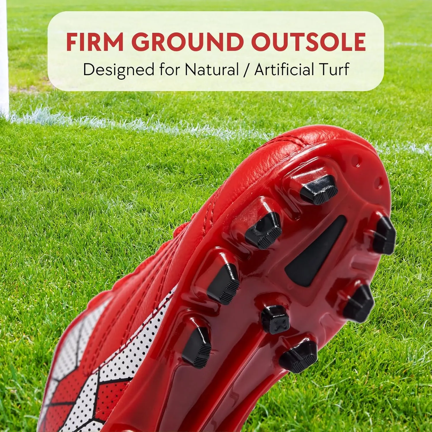 Soccer Cleats for Toddler and Little Kids, FG Lace Up Soccer Shoes, Firm Ground Outsoles for Artificial Turf, 3 Colors