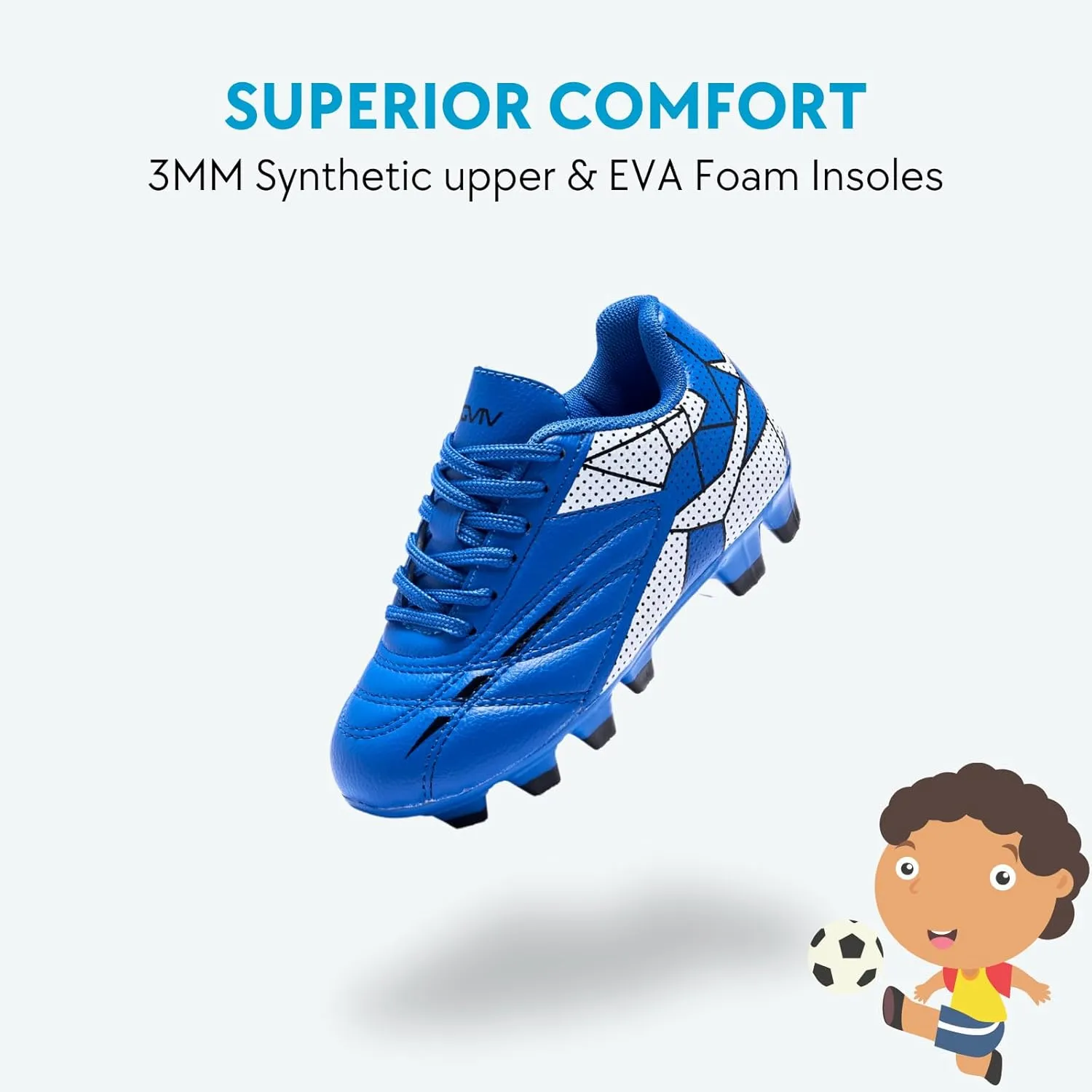 Soccer Cleats for Toddler and Little Kids, FG Lace Up Soccer Shoes, Firm Ground Outsoles for Artificial Turf, 3 Colors