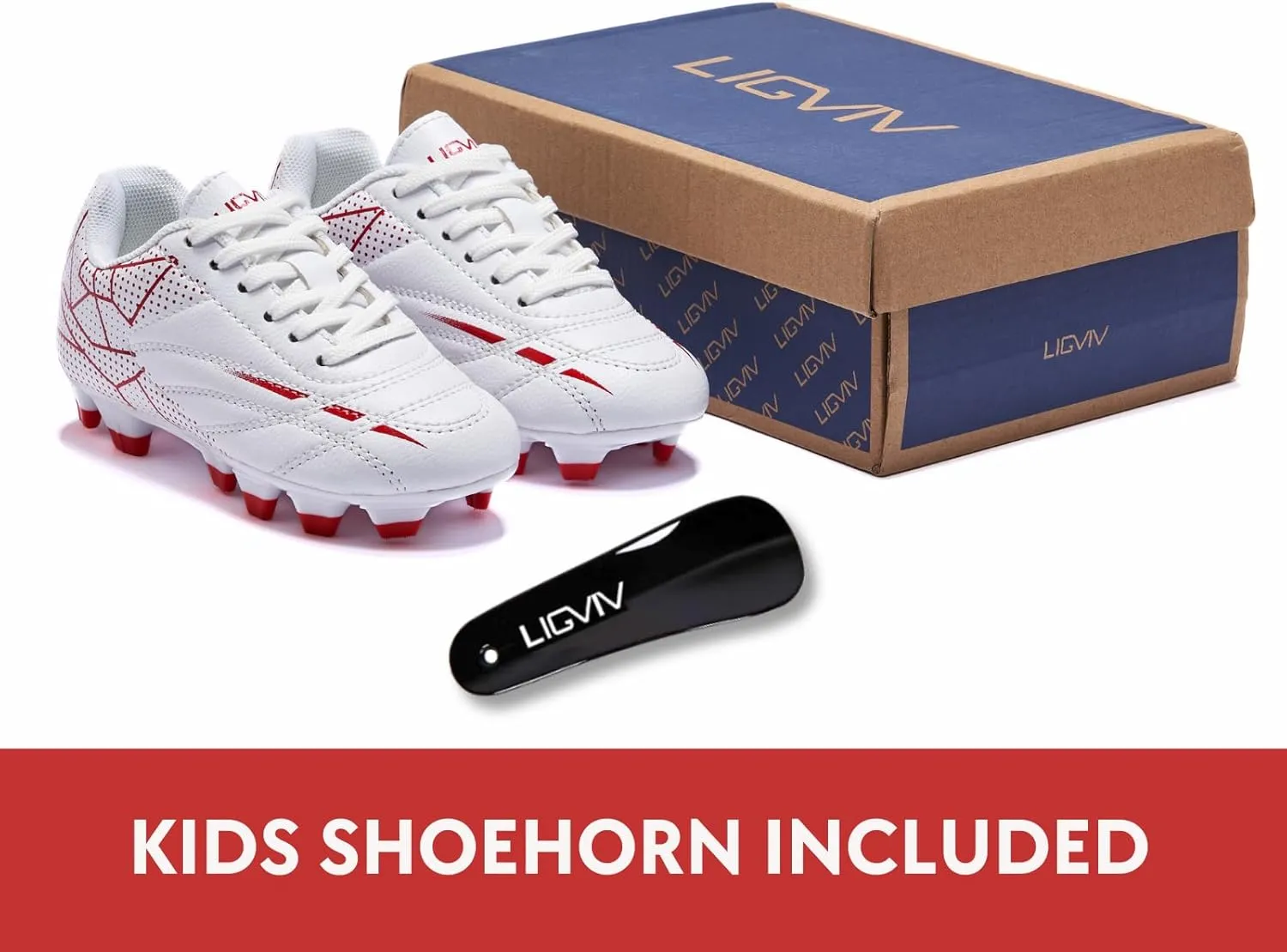Soccer Cleats for Toddler and Little Kids, FG Lace Up Soccer Shoes, Firm Ground Outsoles for Artificial Turf, 3 Colors