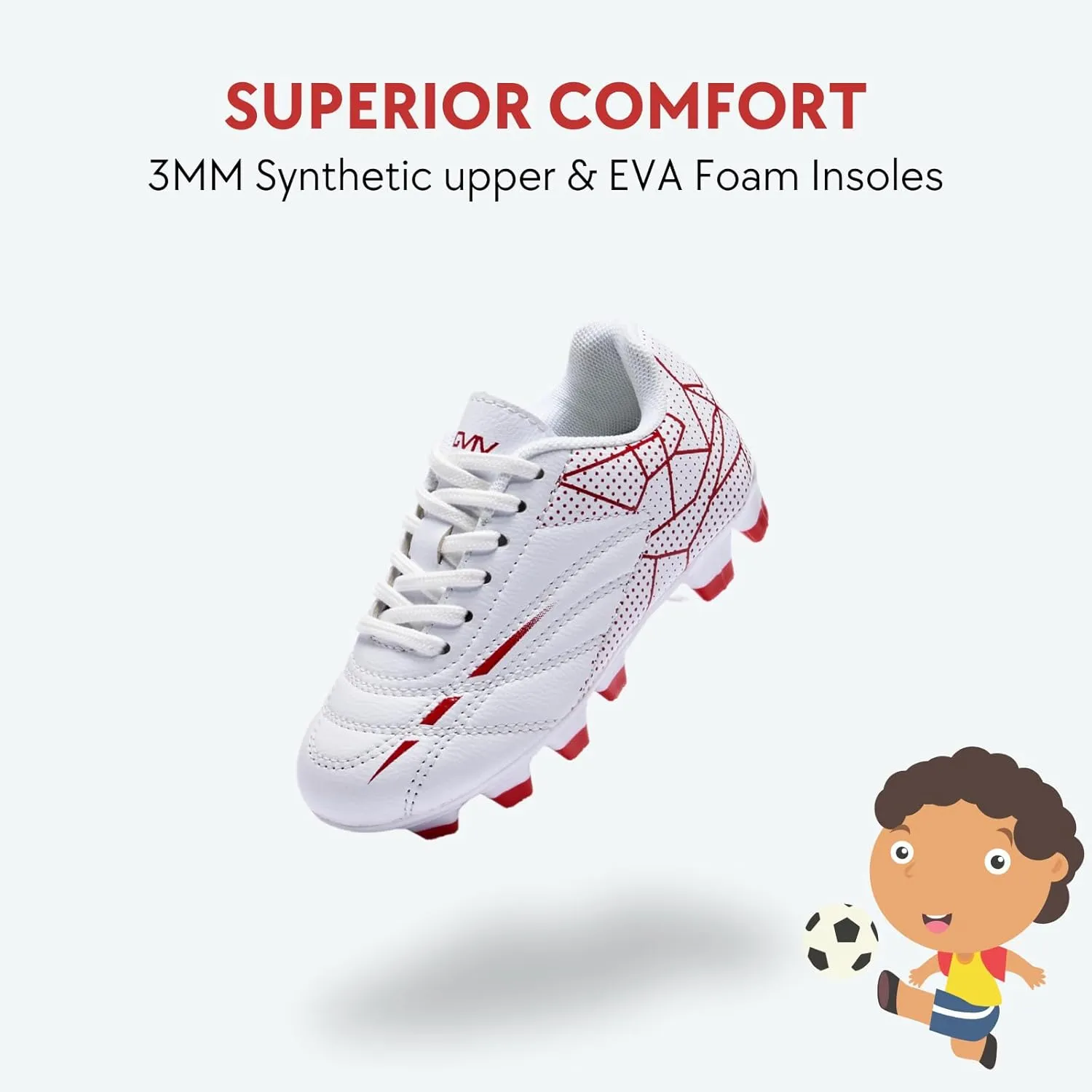 Soccer Cleats for Toddler and Little Kids, FG Lace Up Soccer Shoes, Firm Ground Outsoles for Artificial Turf, 3 Colors