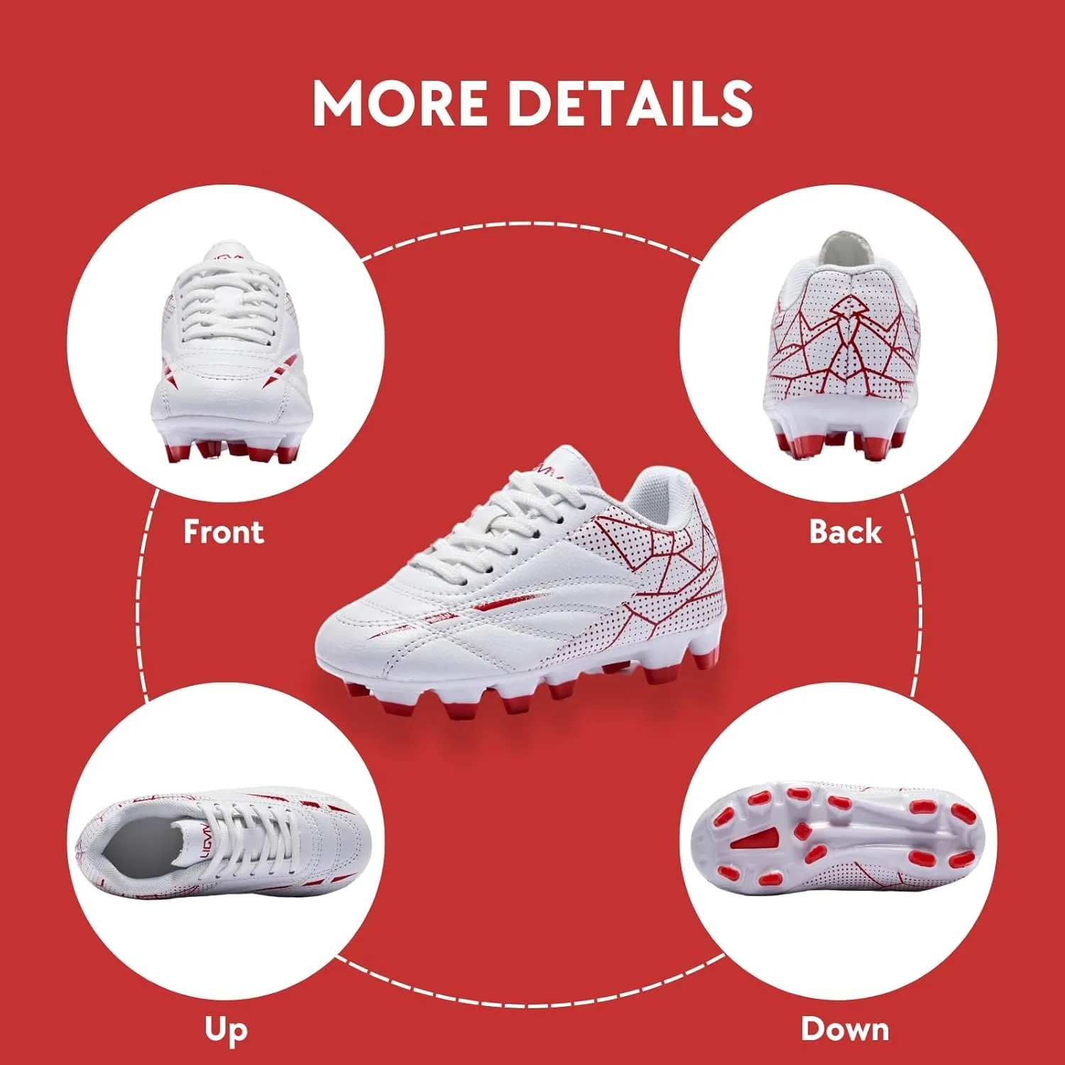 Soccer Cleats for Toddler and Little Kids, FG Lace Up Soccer Shoes, Firm Ground Outsoles for Artificial Turf, 3 Colors
