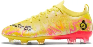 Soccer Cleats, High Top Athletic Shoes, Professional Training Spikes, Non-Slip Rubber Sole, Pink