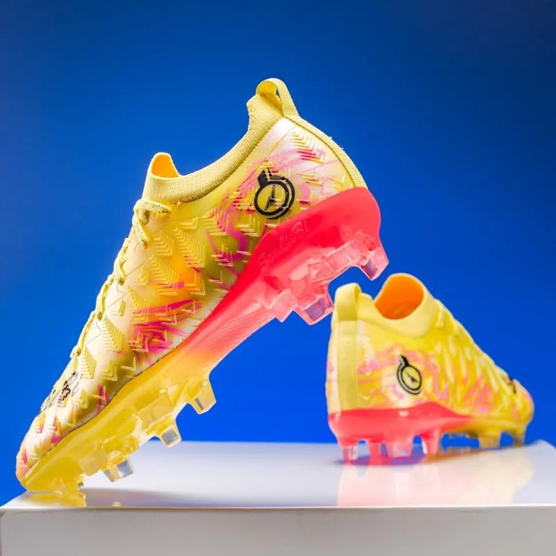 Soccer Cleats, High Top Athletic Shoes, Professional Training Spikes, Non-Slip Rubber Sole, Pink