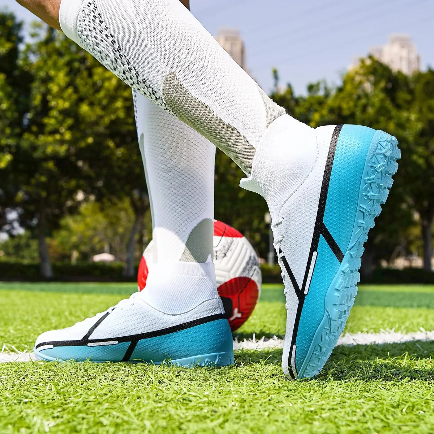 Soccer Cleats Indoor Soccer Shoes Mens Womens Anti Slip High Top Outdoor Grass Turf Football Cleats