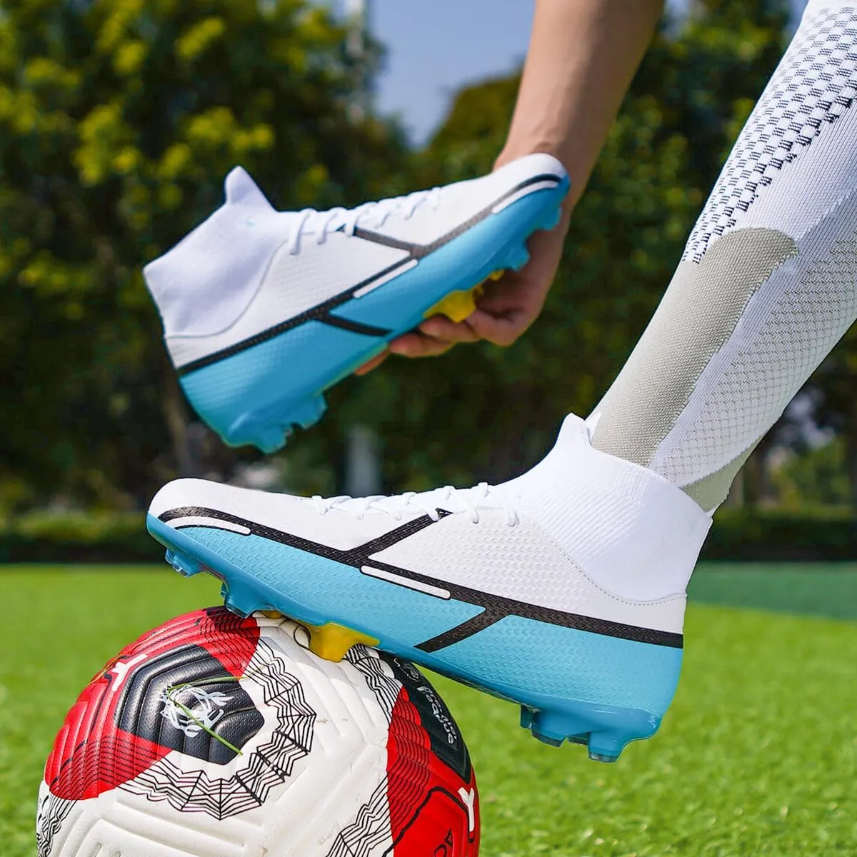 Soccer Cleats Indoor Soccer Shoes Mens Womens Anti Slip High Top Outdoor Grass Turf Football Cleats