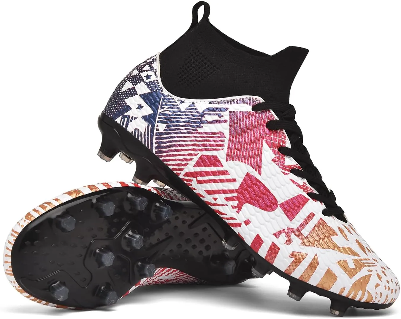 Soccer Cleats Mens Professional High Top Indoor Soccer Shoes Outdoor AG/FG Adults Youth Boys Football Training Sneakers