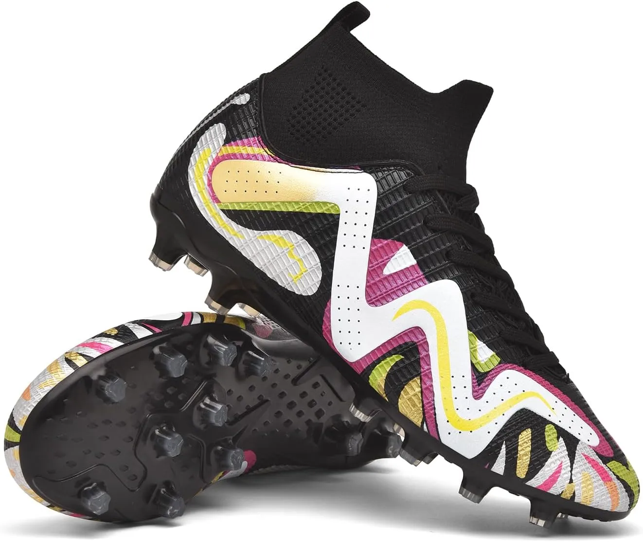 Soccer Cleats Mens Professional High Top Indoor Soccer Shoes Outdoor AG/FG Adults Youth Boys Football Training Sneakers