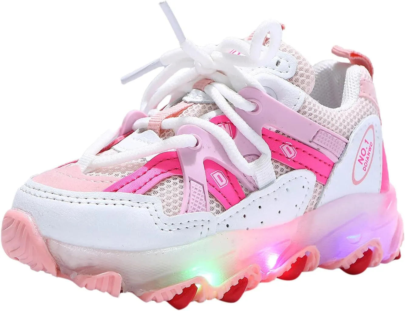 Sport Light Kids Girls Led Children Shoes Bling Baby Luminous Boys Baby Shoes Kids Slip on Shoes (Pink, 12-18Months)