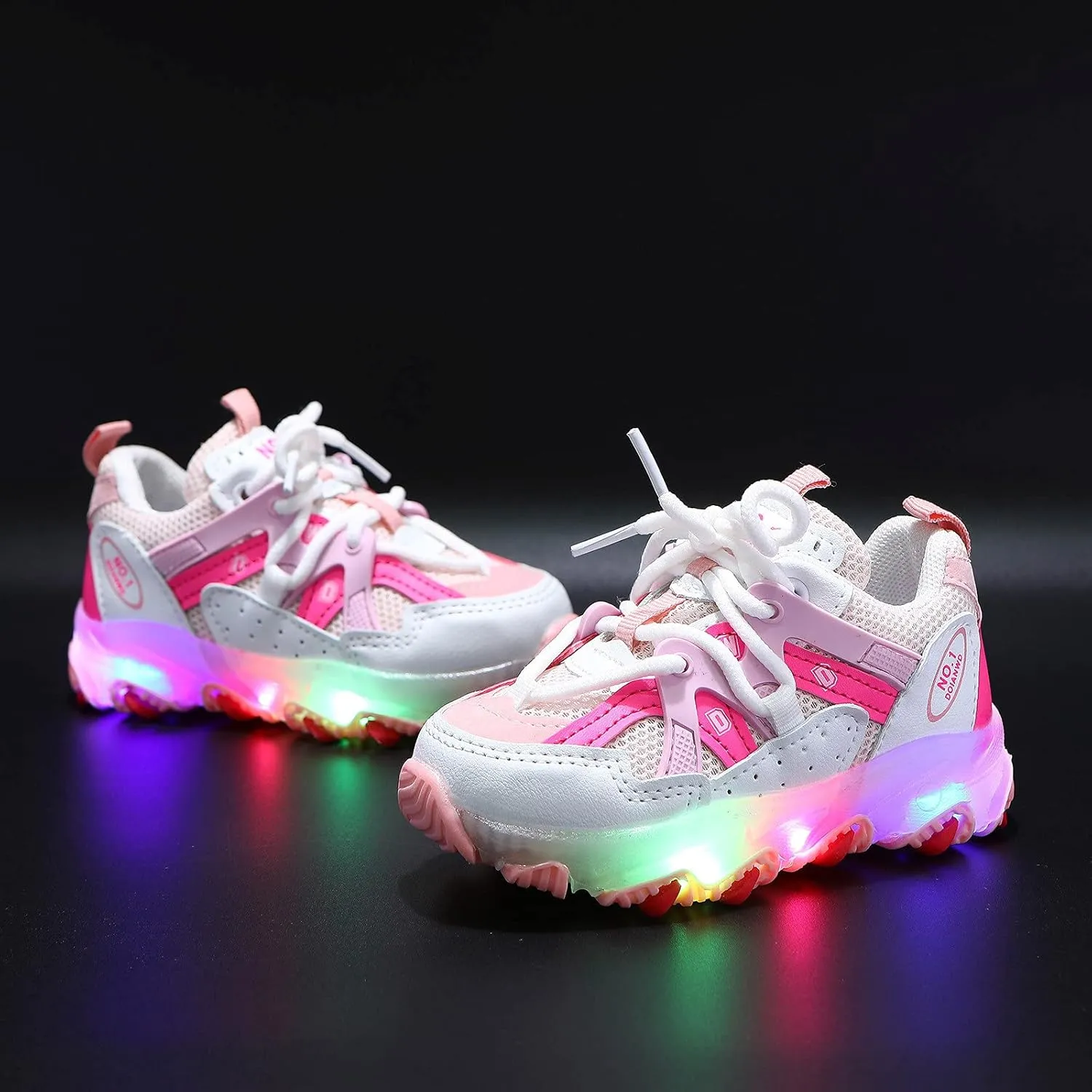 Sport Light Kids Girls Led Children Shoes Bling Baby Luminous Boys Baby Shoes Kids Slip on Shoes (Pink, 12-18Months)