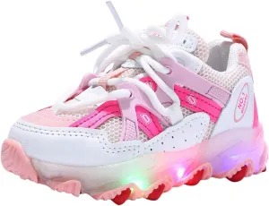 Sport Light Kids Girls Led Children Shoes Bling Baby Luminous Boys Baby Shoes Kids Slip on Shoes (Pink, 12-18Months)