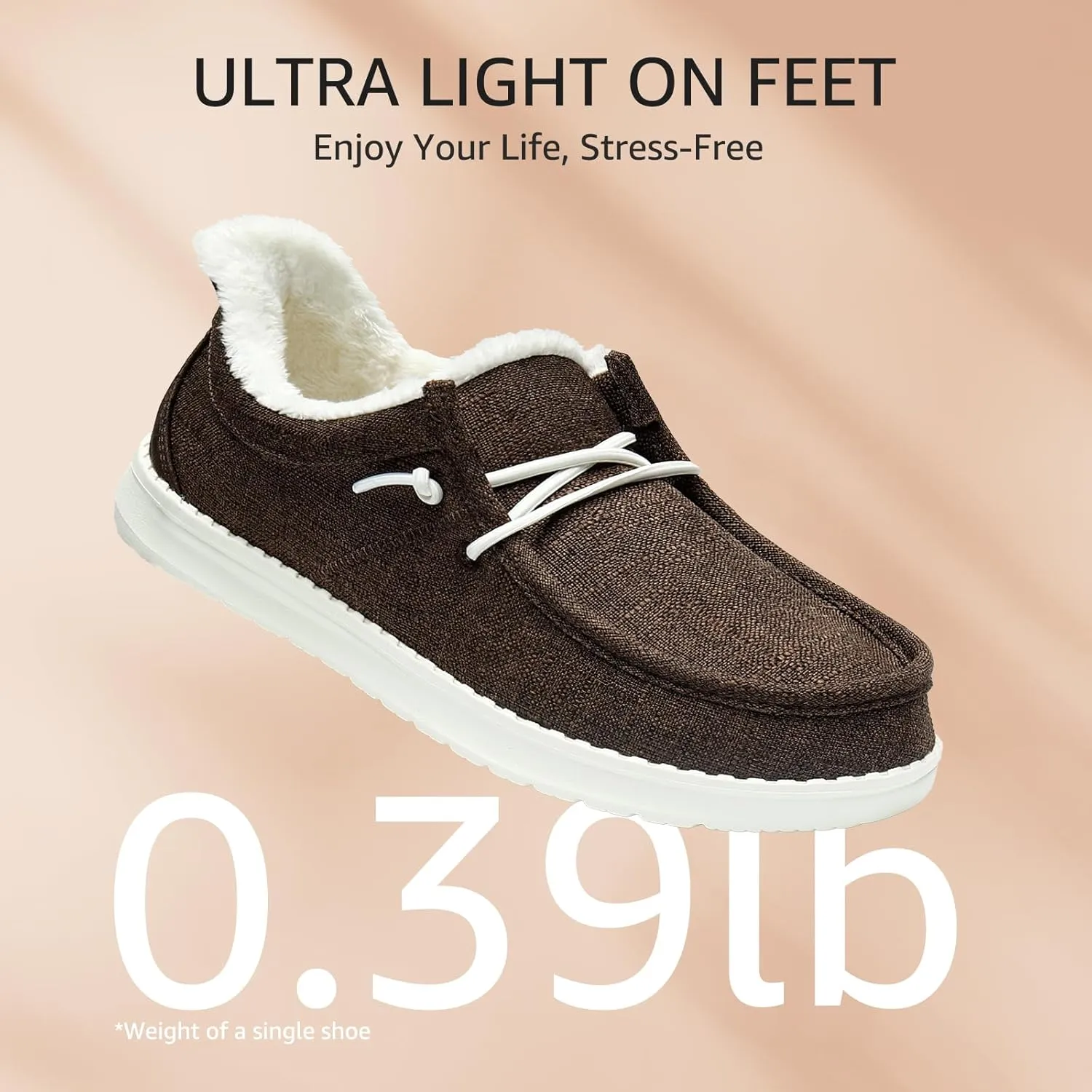 STQ Slip On Shoes Women Loafers Orthopedic Fur Lined Warm Winter Canvas Boat Shoes Plantar Fasciitis Relief Maternity Pregancy Walking Sneakers for Travel