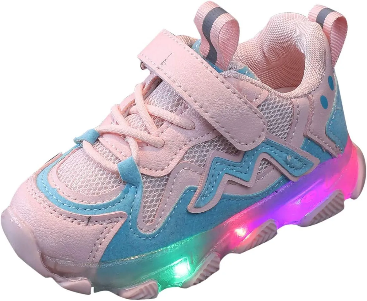 Toddler Baby Boys Girls LED Light Up Luminous Sneakers Casual Comfortable Breathable Slip On Running Sport Shoes