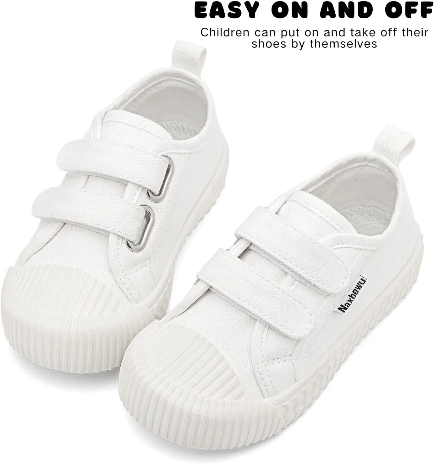 Toddler Boys & Girls Sneaker Adjustable Slip On Canvas Hook and Loops Walking Shoes,Size 5-12