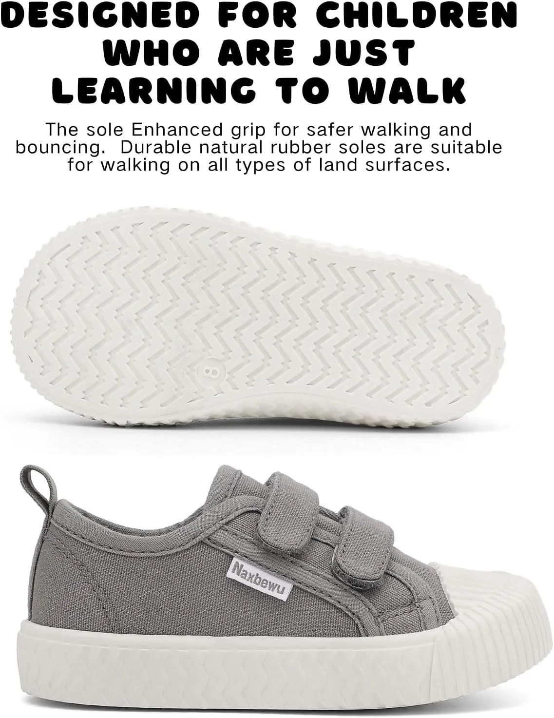 Toddler Boys & Girls Sneaker Adjustable Slip On Canvas Hook and Loops Walking Shoes,Size 5-12
