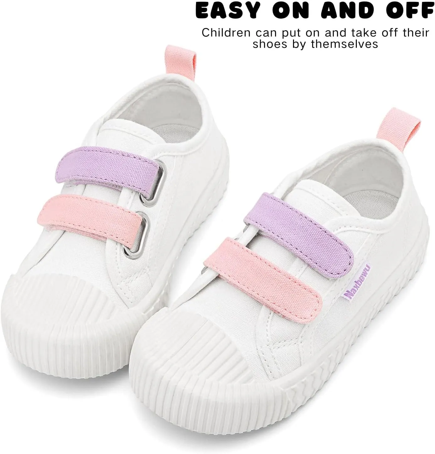 Toddler Boys & Girls Sneaker Adjustable Slip On Canvas Hook and Loops Walking Shoes,Size 5-12