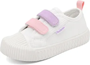 Toddler Boys & Girls Sneaker Adjustable Slip On Canvas Hook and Loops Walking Shoes,Size 5-12