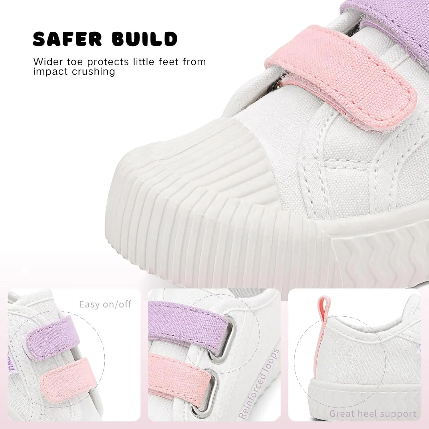 Toddler Boys & Girls Sneaker Adjustable Slip On Canvas Hook and Loops Walking Shoes,Size 5-12