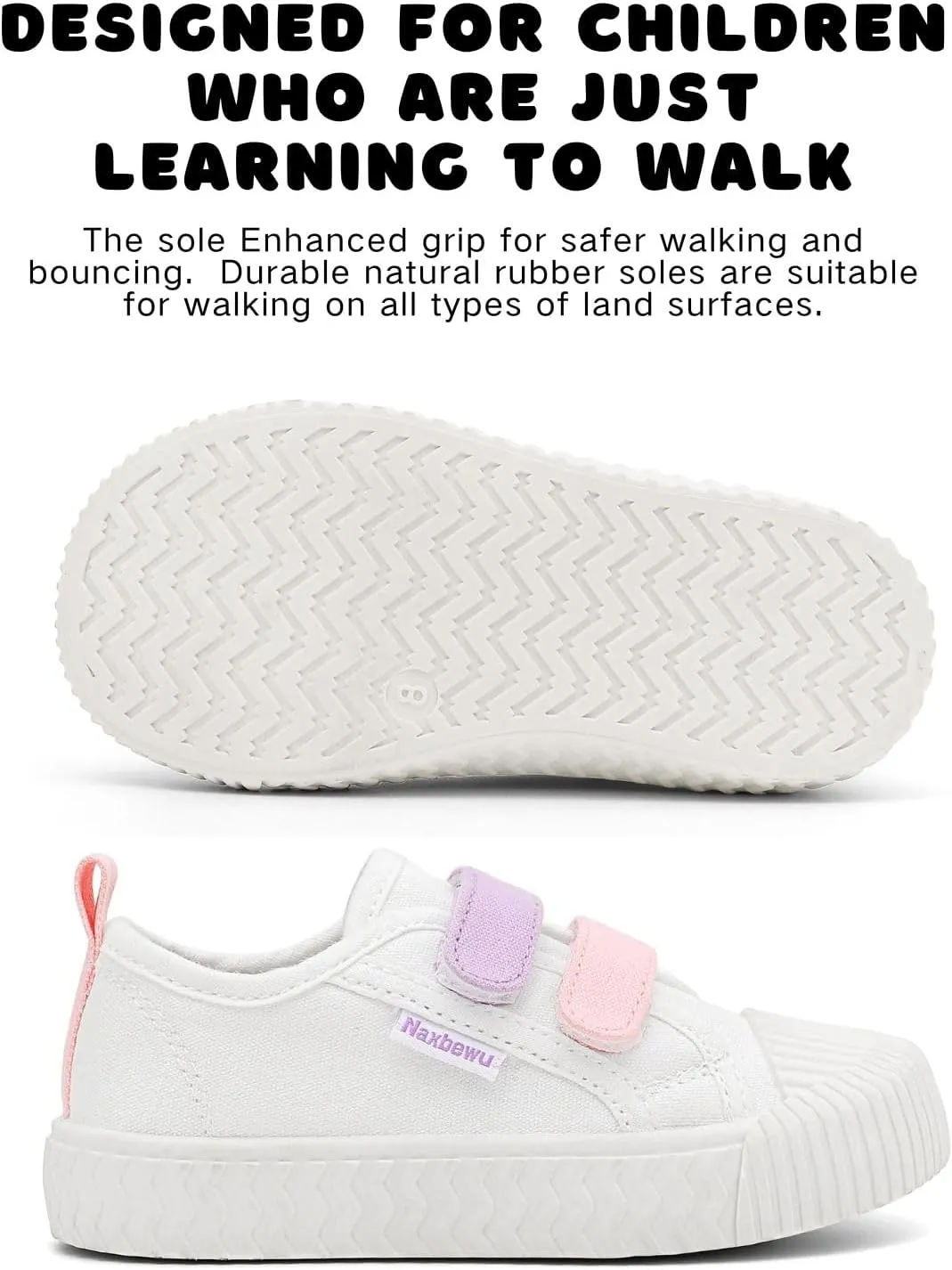 Toddler Boys & Girls Sneaker Adjustable Slip On Canvas Hook and Loops Walking Shoes,Size 5-12