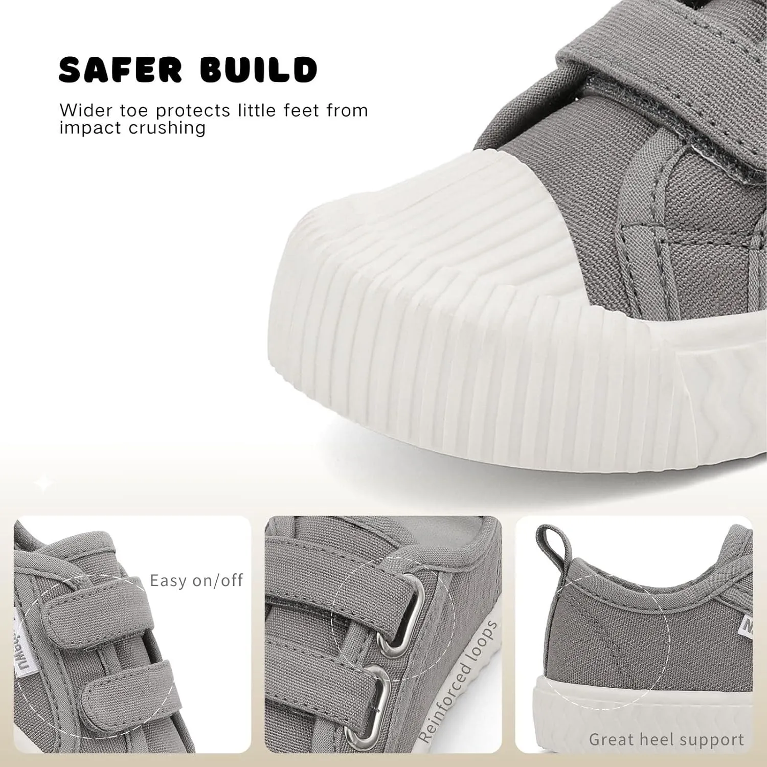 Toddler Boys & Girls Sneaker Adjustable Slip On Canvas Hook and Loops Walking Shoes,Size 5-12